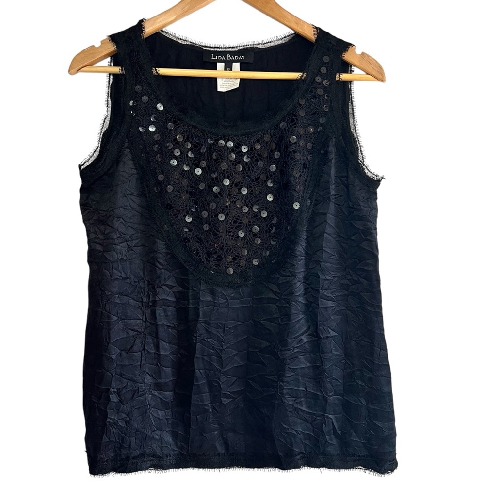 Lida Baday 🇨🇦 silk lace and sequinned sleeveless camisole excellent condition
